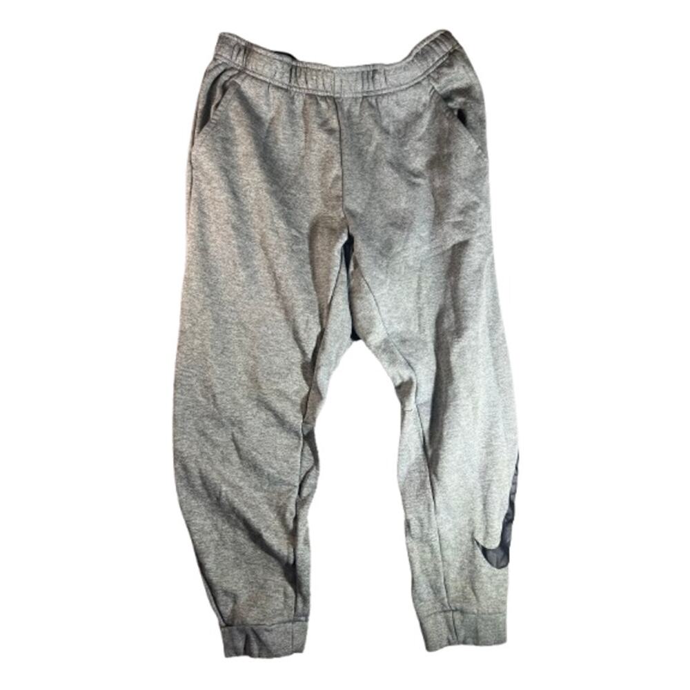Nike Gray Therma-FIT joggers large swoosh elastic waistband sweatpants Mens L